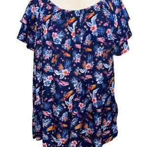Terra & Sky Navy Floral Blouse